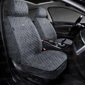 Фото  Накидки 5Д ПСВ Скин 2 ФРОНТ (Серый/отстрочка серая), на передние сиденья, мокрая кожа 136605