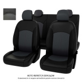 Чехлы Hyundai Solaris II/Kia Rio IV 2017->  Sd (Active) сплошная спинка, черно-серая экокожа "Оригинал"