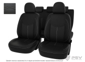 Чехлы Peugeot 308 I 2007-2015 г. - Hb РОМБ/отстрочка белая, черная экокожа "Оригинал"