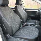 Чехлы Mazda 3 II 2009-2013 г. - Hb (кроме MPS) серый жакард + серая экокожа "B&M"