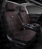 Накидки 5D PSV Len 2 FRONT (Черный/Отстрочка Красная), на передние сиденья, лен
