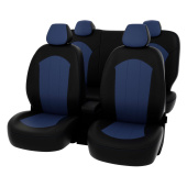 Чехлы Hyundai Solaris I 2010-2017 г. - Hb черно-синяя экокожа "Оригинал"