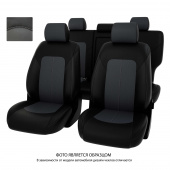 Чехлы Kia Sportage IV 2016-2018 г. - 7 подголовников, черно-серая экокожа "Оригинал"