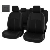 Чехлы Ford Focus II 2005-2011 г. - (Trend) черный/отстрочка белая, экокожа "Оригинал"