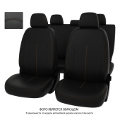 Чехлы Toyota Camry XV50 2011-2018 г. - черный/отстрочка св.коричневая, экокожа "Оригинал"