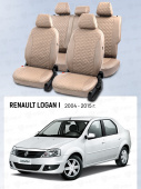 Чехлы Renault Logan I 2004-2015 г. - Бежевый (Loto) "Статус"