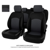 Чехлы Mitsubishi L200 V 2015-> РОМБ/отстрочка серая, черно-серая экокожа "Оригинал"