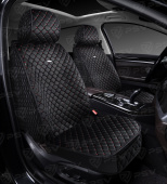 Накидки 5D PSV Velur 2 FRONT (Черный/Отстрочка Красная), на передние сиденья, велюр 
