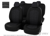 Чехлы Kia Sportage III 2010-2016 г. - подголовник активный, черная экокожа + серая алькантара "Оригинал"