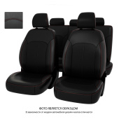 Чехлы Kia Seltos I 2019-> черный/отстрочка красная, экокожа "Оригинал"
