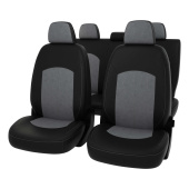 Чехлы VW Polo V 2009-2020 г. - Sd, деленная спинка, черная экокожа + серая алькантара "Оригинал"