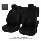Чехлы Hyundai Creta II 2021-> черный/отстрочка белая, экокожа "Оригинал"