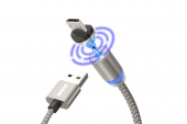 Кабель для зарядки магнитный с USB для micro-USB серебряный CBM980-UMU-10S "WIIIX"
