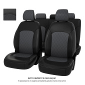 Чехлы Hyundai Solaris II/Kia Rio IV 2017-> Sd (Comfort/Prestige) РОМБ/отстрочка серая, черно-серая экокожа "Оригинал"