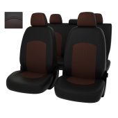 Чехлы VW Polo V 2009-2020 г. - Sd, деленная спинка, черно-коричневая экокожа "Оригинал"