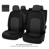 Чехлы Renault Duster II 2020-> дел., РОМБ/отстрочка серая, черно-серая экокожа *Оригинал*