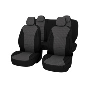 Чехлы Hyundai Solaris II/Kia Rio IV 2017->  Sd  (Comfort/Prestige), черная экокожа + жаккард "Статус"