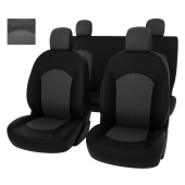 Чехлы Renault Logan II 2012-> сплошная спинка, черно-серая экокожа *Оригинал*