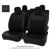 Чехлы Honda Civic VIII 2005-2011 г. - Sd РОМБ /отстрочка красная, черная экокожа + черная алькантара *Оригинал*