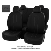 Чехлы Chevrolet Aveo II 2011-2020 г. - черный/отстрочка белая, экокожа *Оригинал*