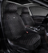 Накидки 5D PSV Velur 2 FRONT (Черный/Отстрочка Красная), на передние сиденья, велюр 