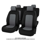 Чехлы Kia Sportage IV 2018-> Рестайлинг, 5 подголовников, черная экокожа + серая алькантара "Оригинал"