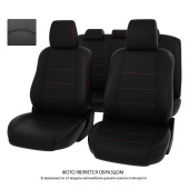 Чехлы Mitsubishi Lancer X 2011-2017 г. - Рестайлинг, Sd, черный/отстрочка красная, экокожа "Оригинал"
