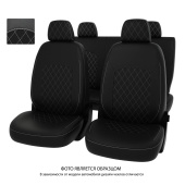 Чехлы UAZ Patriot 2014-> (Classic) РОМБ/отстрочка белая, черная экокожа "Оригинал"