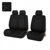 Чехлы PSV Elegant Next TRANSIT (Черный/Ромб белый/отстрочка белая), ромб + экокожа