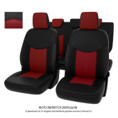 Чехлы Skoda Fabia II 2007-2014 г. - черно-красная экокожа *Оригинал*