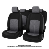 Чехлы Mazda 3 II 2008-2013 г. - Hb черная экокожа + серая алькантара "Оригинал"