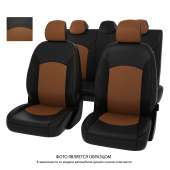 Чехлы Hyundai Solaris II/Kia Rio IV 2017->  Sd (Active) сплошная спинка, черно-св.коричневая экокожа "Оригинал"
