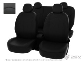 Чехлы Kia Sportage III 2010-2016 г. - подголовник активный, черный/отстрочка черная, экокожа "Оригинал"