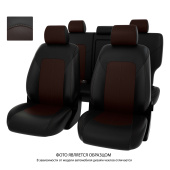 Чехлы Kia Sportage IV 2018-> Рестайлинг, 5 подголовников, черно-коричневая экокожа "Оригинал"