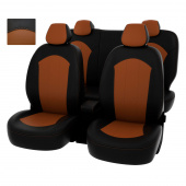 Чехлы Hyundai Solaris I 2010-2017 г. - Hb черно-св.коричневая экокожа "Оригинал"