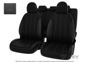 Чехлы Kia Sorento II 2009-2020 г. - черный/отстрочка белая, экокожа "Оригинал"