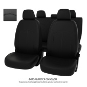 Чехлы VW Tiguan II 2016-> Разные передние спинки, черная/отстрочка черная, экокожа "Оригинал"