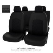 Чехлы UAZ Patriot 2014-> (Classic) РОМБ /отстрочка черная, черная экокожа + черная алькантара "Оригинал"