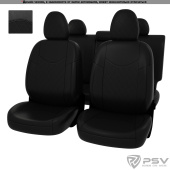Чехлы Nissan X-Trail II 2007-2015 г. (T31) - РОМБ/отстрочка черная, черная экокожа "Оригинал"