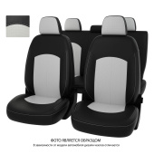 Чехлы Kia K5 III 2020-> черно-белая экокожа "Оригинал"