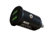 Зарядное устройство в прикуриватель мини, с двумя USB-портами (2,4 A+1 А) UCC-2-43 черный "WIIIX"