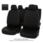 Чехлы Toyota Camry XV50 2011-2018 г. - РОМБ/отстрочка св.коричневая, черная экокожа "Оригинал"
