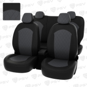 Чехлы Hyundai Solaris I 2010-2017 г. - Hb РОМБ/отстрочка серая, черно-серая экокожа "Оригинал"