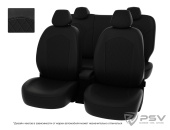 Чехлы Kia Sportage III 2010-2016 г. - подголовник активный, РОМБ/отстрочка черная, черная экокожа "Оригинал"