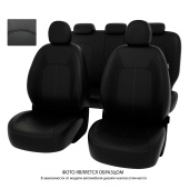 Чехлы Kia Sportage III 2010-2016 г. - подголовник НЕ активный, черный/отстрочка черная, экокожа "Оригинал