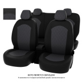 Чехлы Chevrolet Niva 2014-2016 г. - РОМБ/отстрочка серая, черно-серая экокожа *Оригинал*