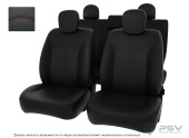 Чехлы Kia Ceed I 2006-2012 г. - черный/отстрочка красная, экокожа "Оригинал"
