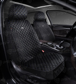 Накидки 5D PSV Velur 2 FRONT (Черный/Отстрочка Синяя), на передние сиденья, велюр 