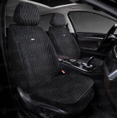 Накидки 5D PSV Velvet 2 FRONT (Черный/Отстрочка синяя), на передние сиденья, вельвет