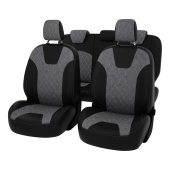 Чехлы Ford Focus III 2011-2019 г. - (Trend Sport, Titanium) РОМБ /отсрочка серая, черная экокожа + серая алькантара "Оригинал"